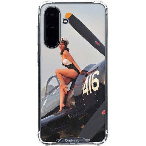 1940s Navy Pin-Up Girl On Corsair Fighter Plane Galaxy A36 5G Clear Case