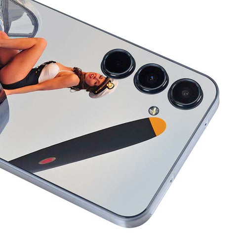 1940s Navy Pin-Up Girl On Corsair Fighter Plane Galaxy A55 5G Skin