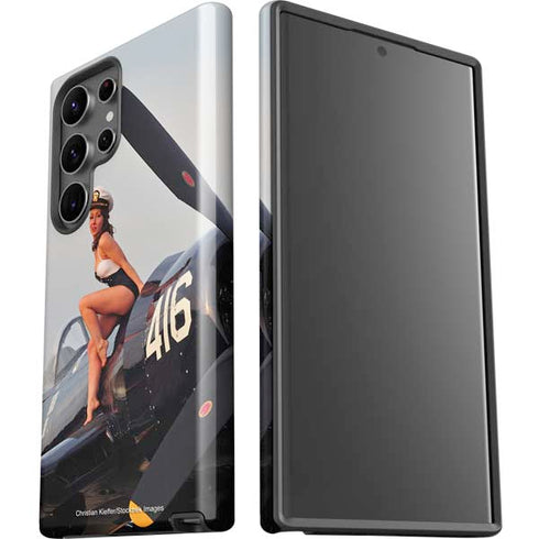 1940s Navy Pin-Up Girl On Corsair Fighter Plane Galaxy S23 Ultra Pro Case