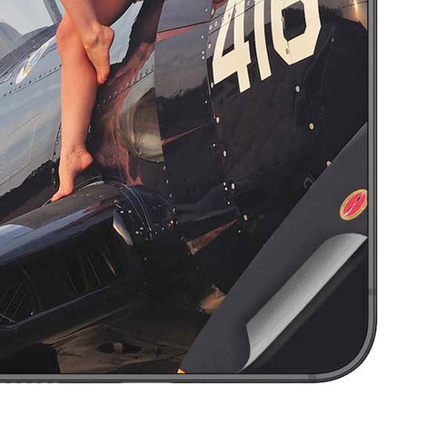 1940s Navy Pin-Up Girl On Corsair Fighter Plane Galaxy S25 Plus Skin
