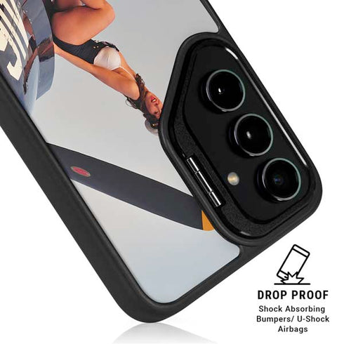 1940s Navy Pin-Up Girl On Corsair Fighter Plane Galaxy S24 Ultra Kickstand Case