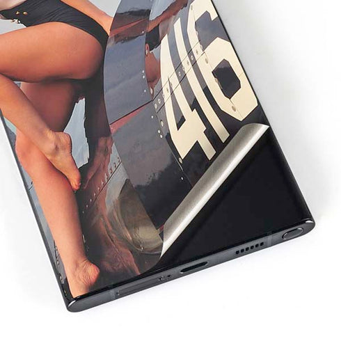 1940s Navy Pin-Up Girl On Corsair Fighter Plane Galaxy S25 Ultra Skin