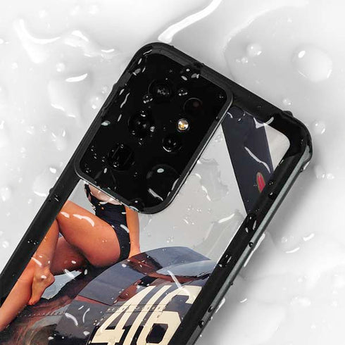 1940s Navy Pin-Up Girl On Corsair Fighter Plane Galaxy S24 Ultra Waterproof Case