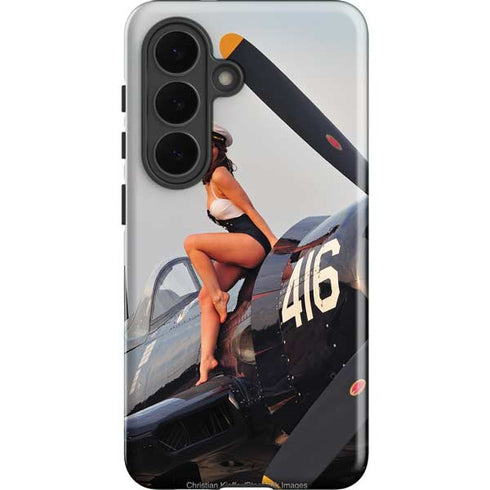 1940s Navy Pin-Up Girl On Corsair Fighter Plane Galaxy S26 Plus Impact Case