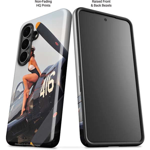 1940s Navy Pin-Up Girl On Corsair Fighter Plane Galaxy S26 Plus Impact Case