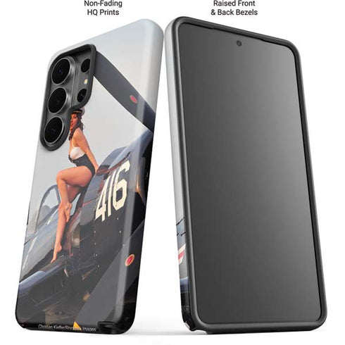 1940s Navy Pin-Up Girl On Corsair Fighter Plane Galaxy S26 Ultra Impact Case