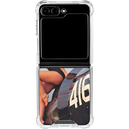 1940s Navy Pin-Up Girl On Corsair Fighter Plane Galaxy Z Flip6 Clear Case