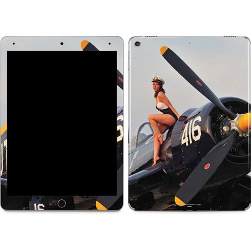 1940s Navy Pin-Up Girl On Corsair Fighter Plane iPad Skins