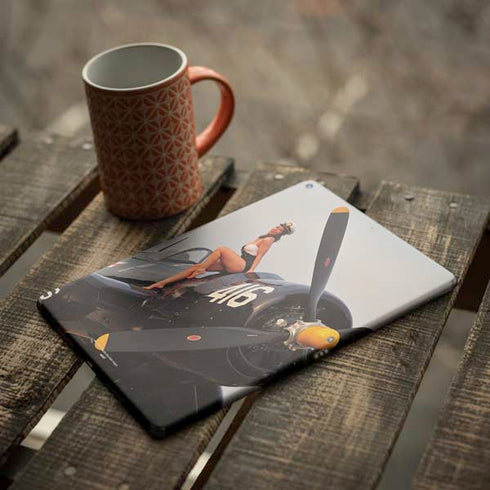 1940s Navy Pin-Up Girl On Corsair Fighter Plane iPad Skins