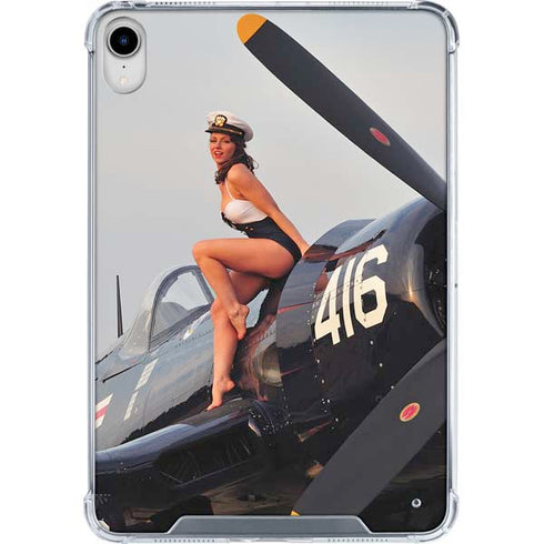 1940s Navy Pin-Up Girl On Corsair Fighter Plane iPad 11th Gen (2025) Clear Case