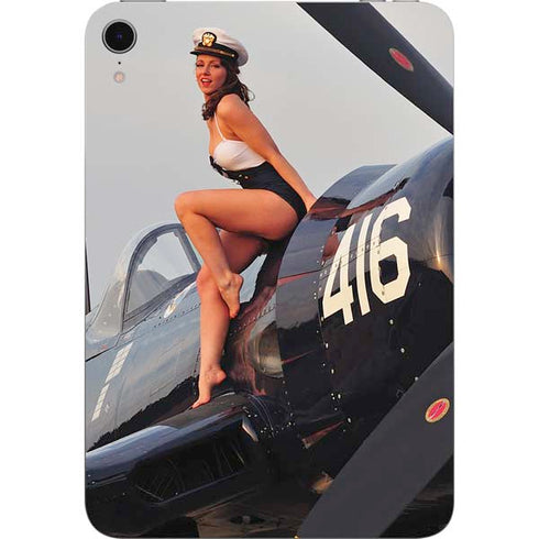 1940s Navy Pin-Up Girl On Corsair Fighter Plane Apple iPad Mini Skin
