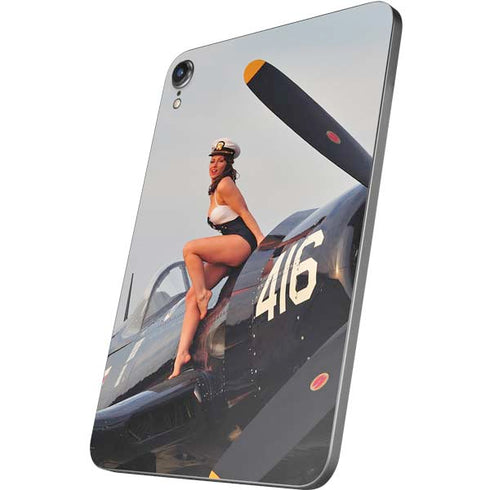 1940s Navy Pin-Up Girl On Corsair Fighter Plane Apple iPad Mini Skin