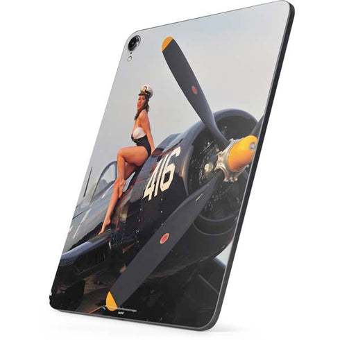 1940s Navy Pin-Up Girl On Corsair Fighter Plane Apple iPad Pro Skin