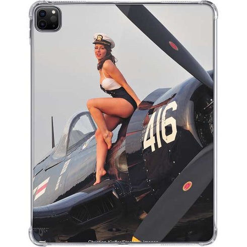 1940s Navy Pin-Up Girl On Corsair Fighter Plane iPad Pro 11in (2024) Clear Case