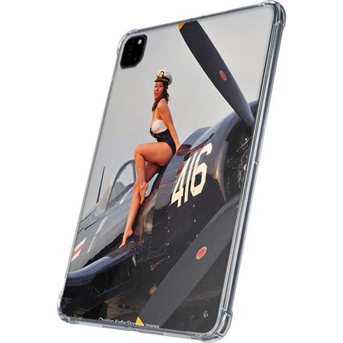 1940s Navy Pin-Up Girl On Corsair Fighter Plane iPad Pro 11in (2024) Clear Case