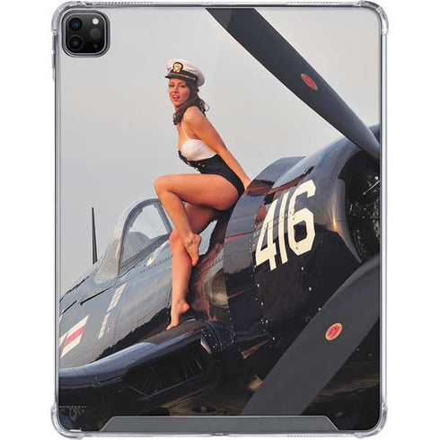 1940s Navy Pin-Up Girl On Corsair Fighter Plane iPad Cases