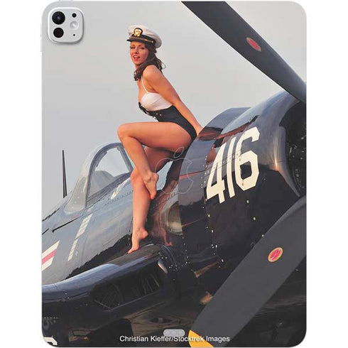 1940s Navy Pin-Up Girl On Corsair Fighter Plane iPad Pro 13in M4 (2024) Skin
