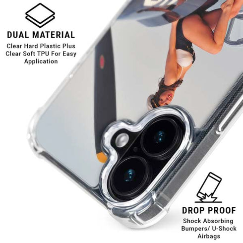1940s Navy Pin-Up Girl On Corsair Fighter Plane iPhone 16 Plus Clear Case