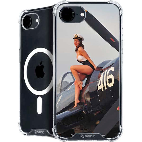 1940s Navy Pin-Up Girl On Corsair Fighter Plane iPhone 16e MagSafe Case