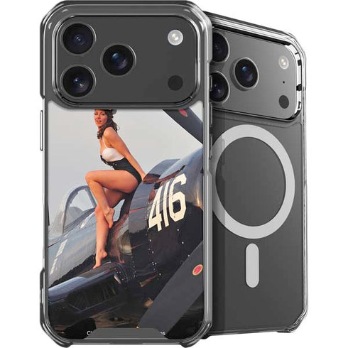 1940s Navy Pin-Up Girl On Corsair Fighter Plane iPhone 18 Pro MagSafe Case