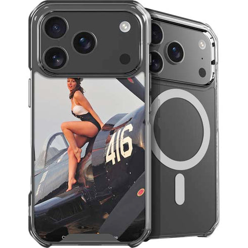 1940s Navy Pin-Up Girl On Corsair Fighter Plane iPhone 18 Pro Max MagSafe Case