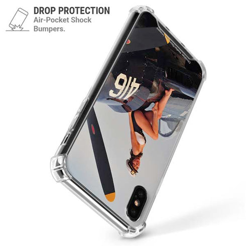 1940s Navy Pin-Up Girl On Corsair Fighter Plane iPhone X/XS Clear Case