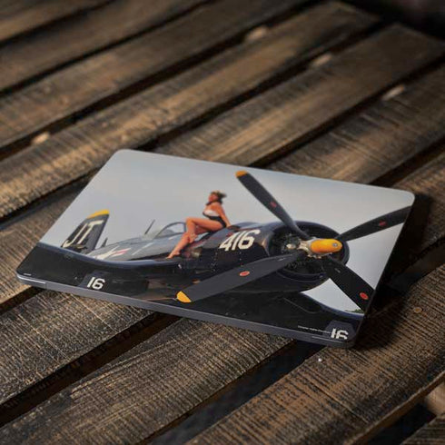 1940s Navy Pin-Up Girl On Corsair Fighter Plane Apple MacBook Air Skin