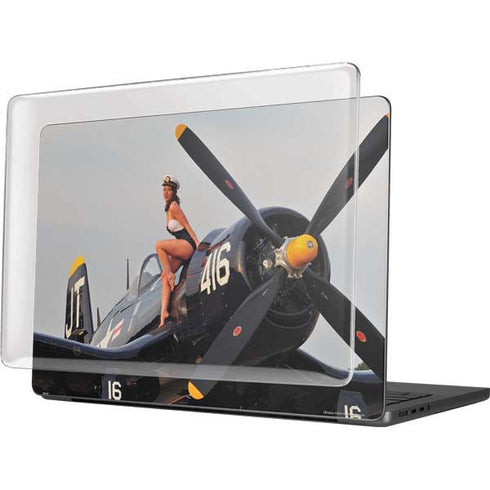 1940s Navy Pin-Up Girl On Corsair Fighter Plane MacBook Pro 14in (2021-24) Case plus Skin
