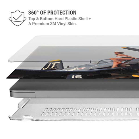 1940s Navy Pin-Up Girl On Corsair Fighter Plane MacBook Pro 14in (2021-24) Case plus Skin
