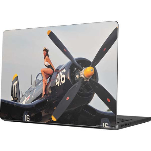 1940s Navy Pin-Up Girl On Corsair Fighter Plane Apple MacBook Pro 14-inch Skin