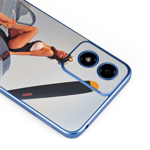 1940s Navy Pin-Up Girl On Corsair Fighter Plane Moto G Play 4G (2024) Skin