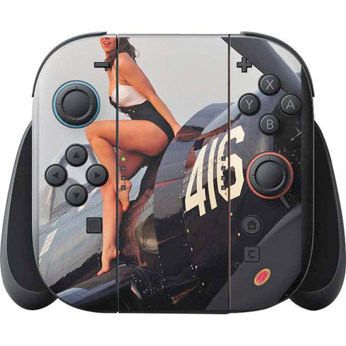 1940s Navy Pin-Up Girl On Corsair Fighter Plane Nintendo Switch 2 (2025) with Joy-Con Skin