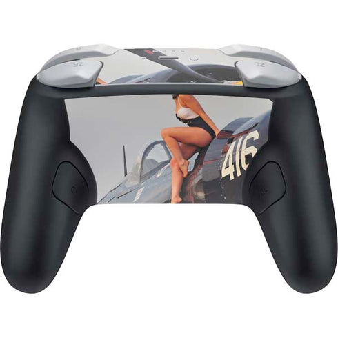 1940s Navy Pin-Up Girl On Corsair Fighter Plane Nintendo Switch 2 (2025) Pro Controller Skin