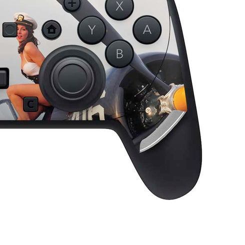 1940s Navy Pin-Up Girl On Corsair Fighter Plane Nintendo Switch 2 (2025) Pro Controller Skin