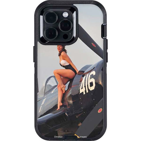 1940s Navy Pin-Up Girl On Corsair Fighter Plane Otterbox Defender iPhone Skin
