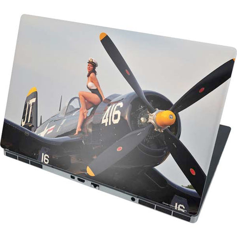 1940s Navy Pin-Up Girl On Corsair Fighter Plane Dell Precision Skin