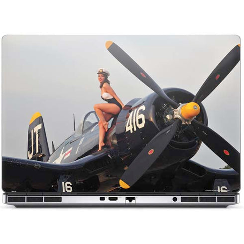 1940s Navy Pin-Up Girl On Corsair Fighter Plane Dell Precision Skin