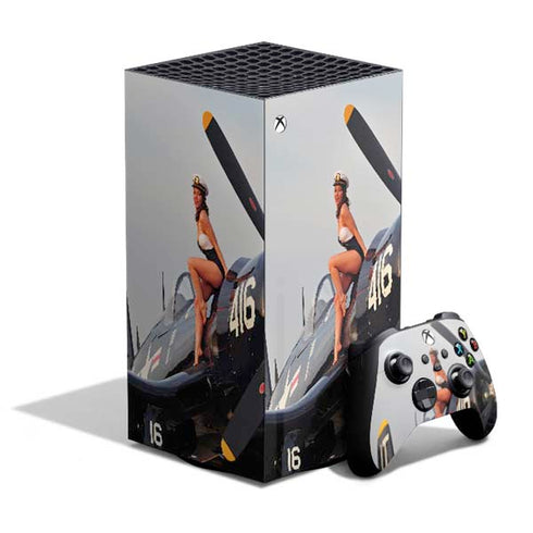 1940s Navy Pin-Up Girl On Corsair Fighter Plane XBox Series X Digital Edition Bundle Skin