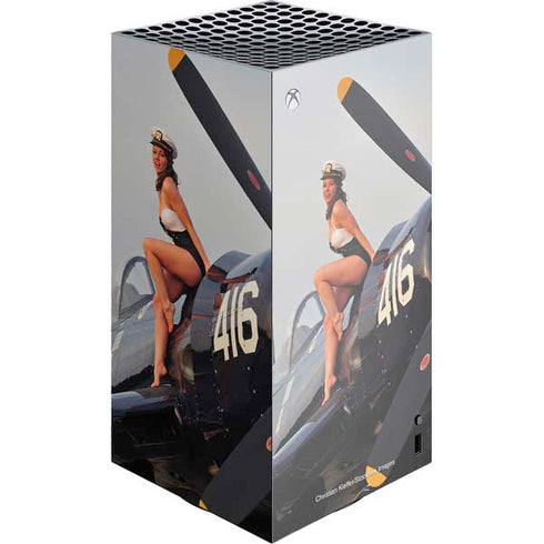 1940s Navy Pin-Up Girl On Corsair Fighter Plane XBox Series X Digital Edition Console Skin