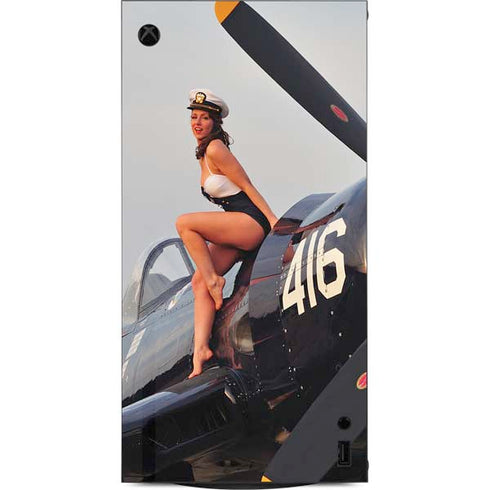1940s Navy Pin-Up Girl On Corsair Fighter Plane XBox Series X Digital Edition Console Skin