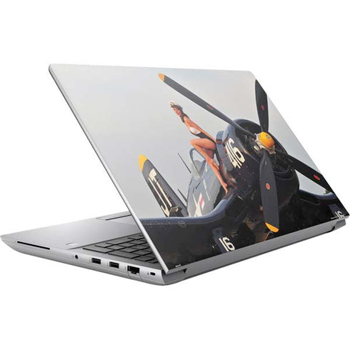 1940s Navy Pin-Up Girl On Corsair Fighter Plane HP ZBook Fury 16 G10 Skin