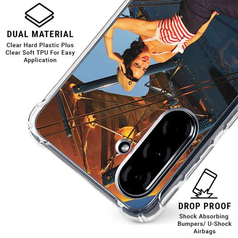 1940s Pin-Up On Stearman Biplane Galaxy A36 5G Clear Case