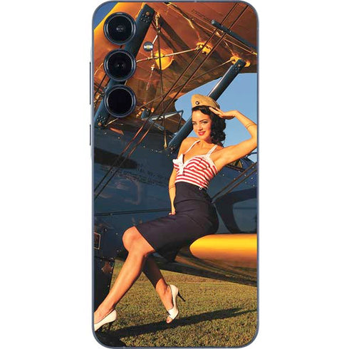 1940s Pin-Up On Stearman Biplane Galaxy A55 5G Skin
