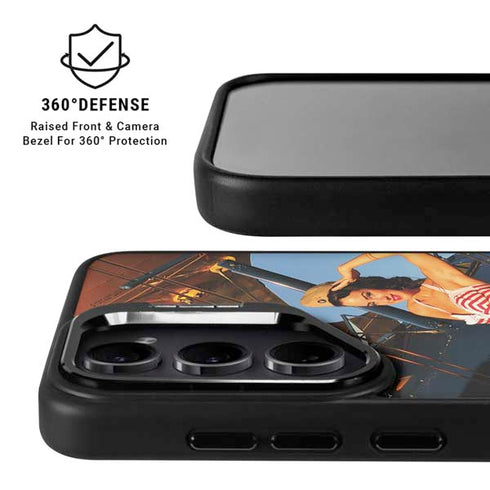 1940s Pin-Up On Stearman Biplane Galaxy S25 Kickstand Case