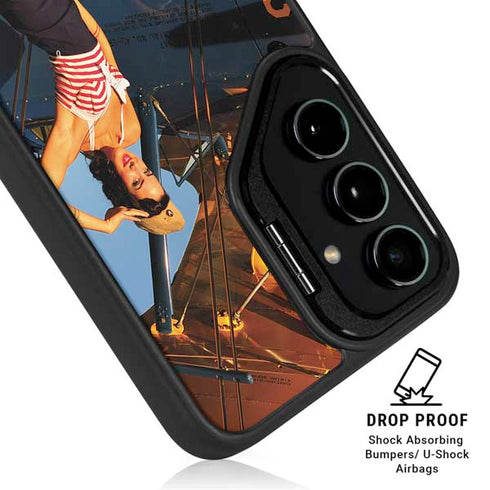 1940s Pin-Up On Stearman Biplane Galaxy S25 Kickstand Case