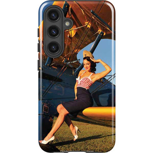 1940s Pin-Up On Stearman Biplane Galaxy S25 Plus Impact Case