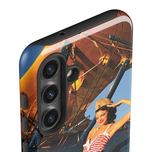 1940s Pin-Up On Stearman Biplane Galaxy S25 Plus Impact Case