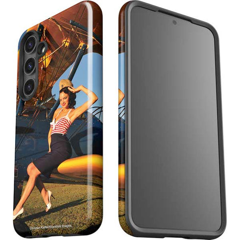 1940s Pin-Up On Stearman Biplane Galaxy S25 Plus Impact Case