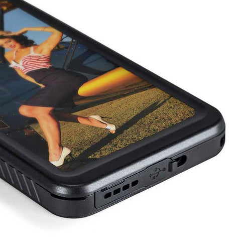 1940s Pin-Up On Stearman Biplane Galaxy S24 Plus Waterproof Case