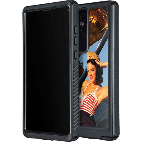 1940s Pin-Up On Stearman Biplane Galaxy S24 Ultra Waterproof Case